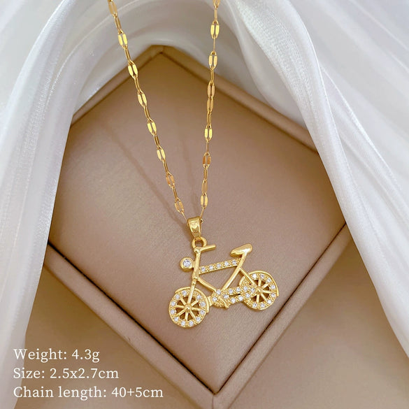 Wholesale Unisex Geometric Stainless Steel And Copper Diamond Necklace With Picture Paragraph Chain