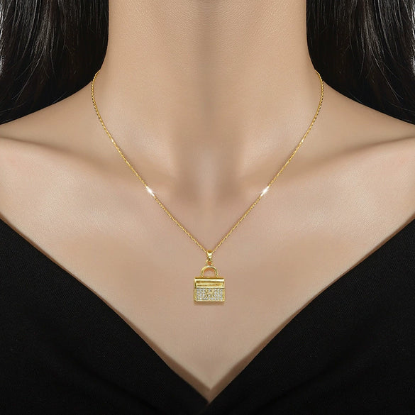 Wholesale Unisex Geometric Stainless Steel And Copper Diamond Necklace With Picture Paragraph Chain