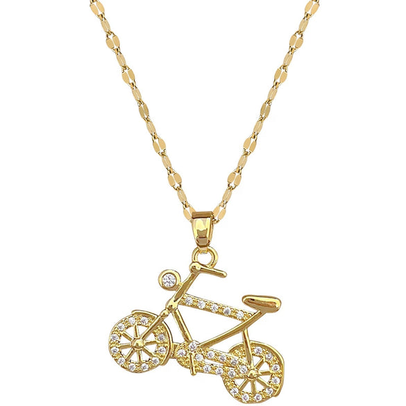 Wholesale Unisex Geometric Stainless Steel And Copper Diamond Necklace With Picture Paragraph Chain