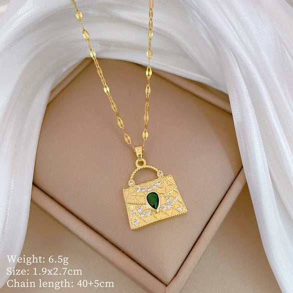 Wholesale Unisex Geometric Stainless Steel And Copper Full Diamond Necklace