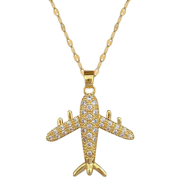 Wholesale Unisex Geometric Stainless Steel And Copper Full Diamond Necklace