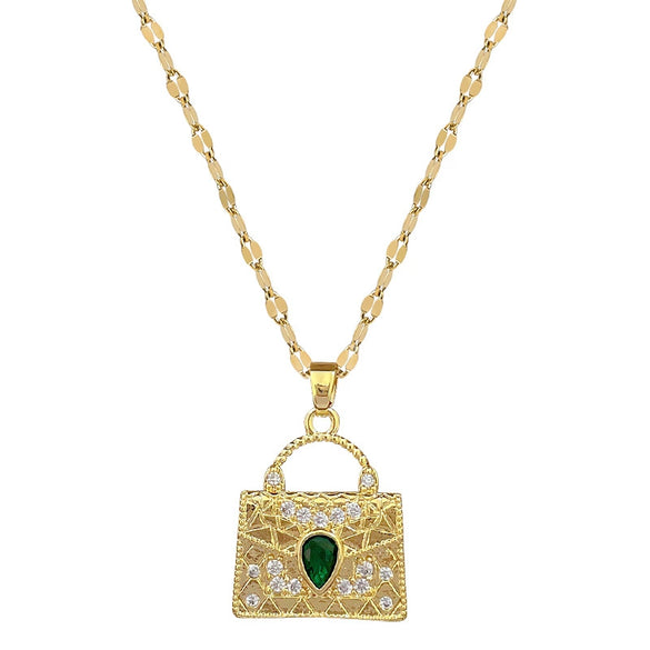 Wholesale Unisex Geometric Stainless Steel And Copper Full Diamond Necklace