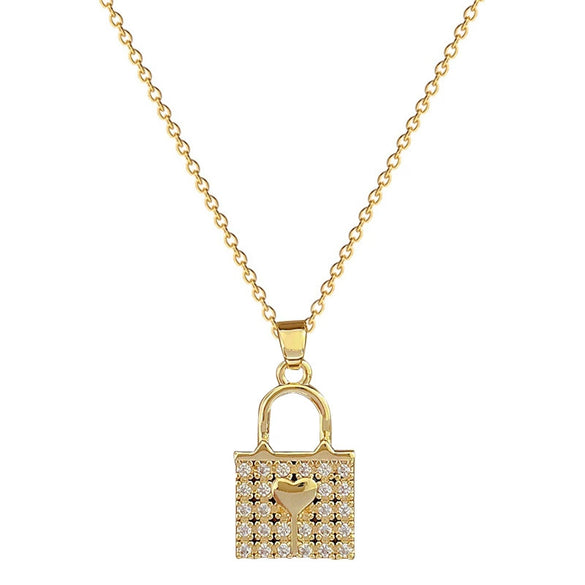 Wholesale Unisex Geometric Stainless Steel And Copper Love Lock Necklace