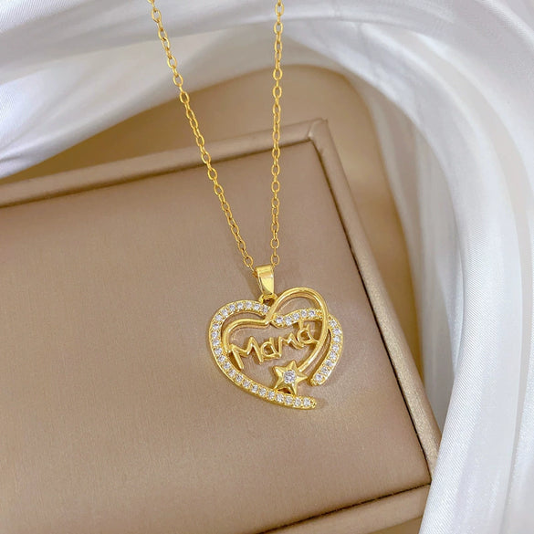 Wholesale Unisex Geometric Stainless Steel And Copper Necklace With Zircon In Light Luxury And Minimalist Style