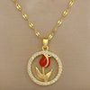 Wholesale Unisex Geometric Stainless Steel And Copper Ring Rose Necklace With Picture Paragraph Chain