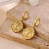 Wholesale Unisex Geometric Stainless Steel And Gold Electroplated Embossed Cross Disc Pendant Earrings