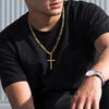 Wholesale Unisex Geometric Stainless Steel And Titanium Steel Cross Pendant Necklace With Polish Finish And Cuban Chain