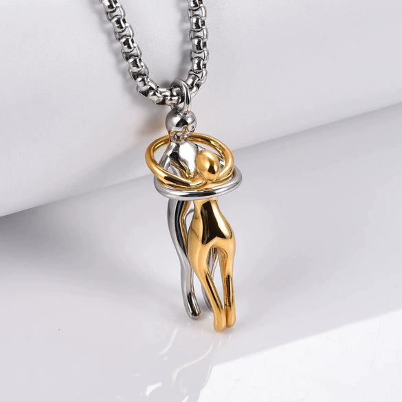 Wholesale Unisex Geometric Stainless Steel And Titanium Steel Pendant Necklace With Pearl Chain Polish Design