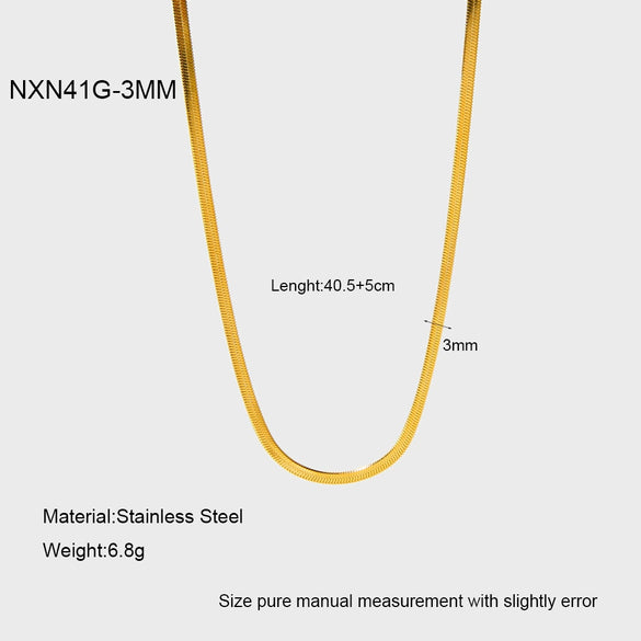 Wholesale Unisex Geometric Stainless Steel And Titanium Steel Snake Bone Chain Necklace With 18K Gold Electroplating