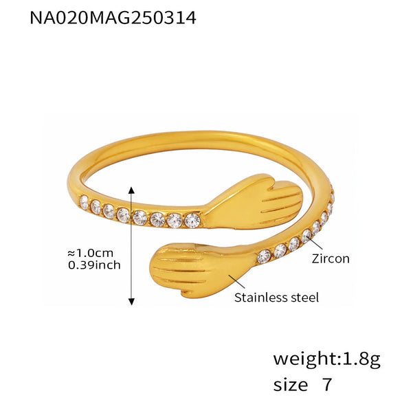 Wholesale Unisex Geometric Stainless Steel And Zircon Electroplated Ferris Wheel Adjustable Ring