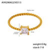 Wholesale Unisex Geometric Stainless Steel And Zircon Inlaid Finger Ring With Pvd Vacuum Gold Plating
