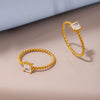 Wholesale Unisex Geometric Stainless Steel And Zircon Inlaid Finger Ring With Pvd Vacuum Gold Plating