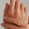 Wholesale Unisex Geometric Stainless Steel And Zircon Inlaid Finger Ring With Pvd Vacuum Gold Plating