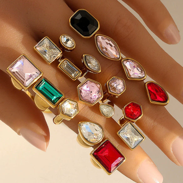 Wholesale Unisex Geometric Stainless Steel Electroplated Adjustable Open Rings Fashion Retro Light Luxury Style