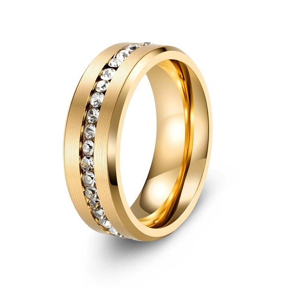 Wholesale Unisex Geometric Stainless Steel Electroplated Diamond Zircon Ring
