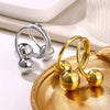 Wholesale Unisex Geometric Stainless Steel Electroplated Spherical Ring