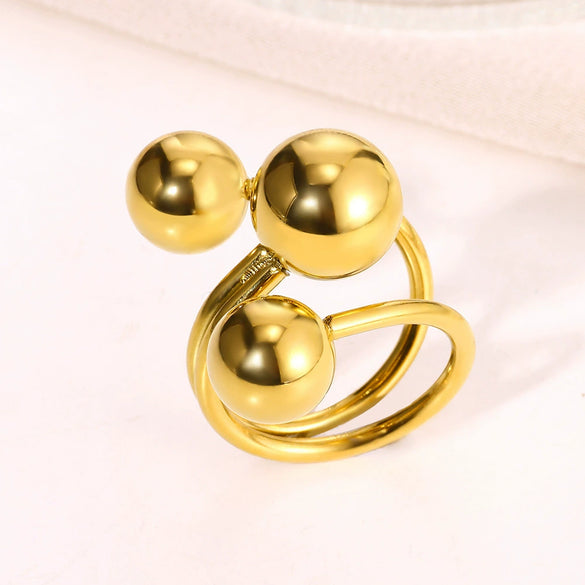 Wholesale Unisex Geometric Stainless Steel Electroplated Spherical Ring