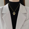 Wholesale Unisex Geometric Stainless Steel Full Diamond Necklace With Copper Pendant
