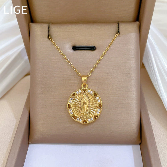 Wholesale Unisex Geometric Stainless Steel Necklace With Copper Pendant