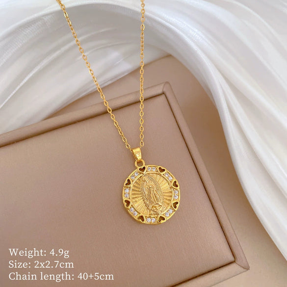 Wholesale Unisex Geometric Stainless Steel Necklace With Copper Pendant