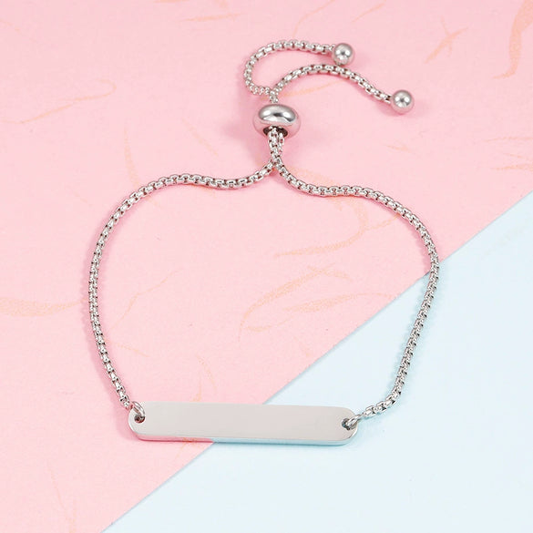 Wholesale Unisex Geometric Stainless Steel Oval Bar Bracelet Mirror Polished Electroplated