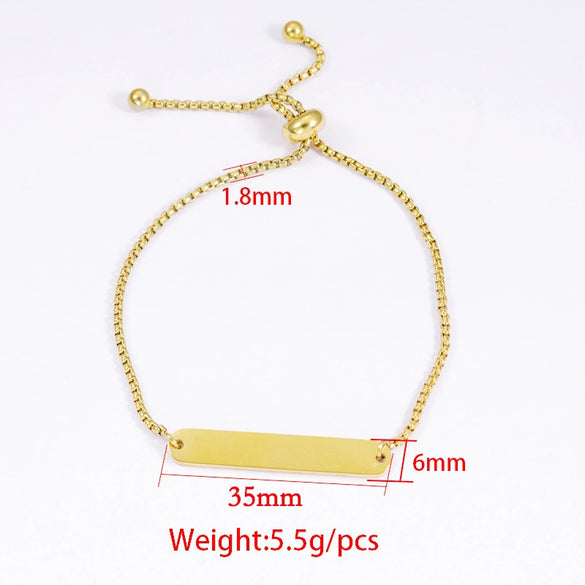 Wholesale Unisex Geometric Stainless Steel Oval Bar Bracelet Mirror Polished Electroplated