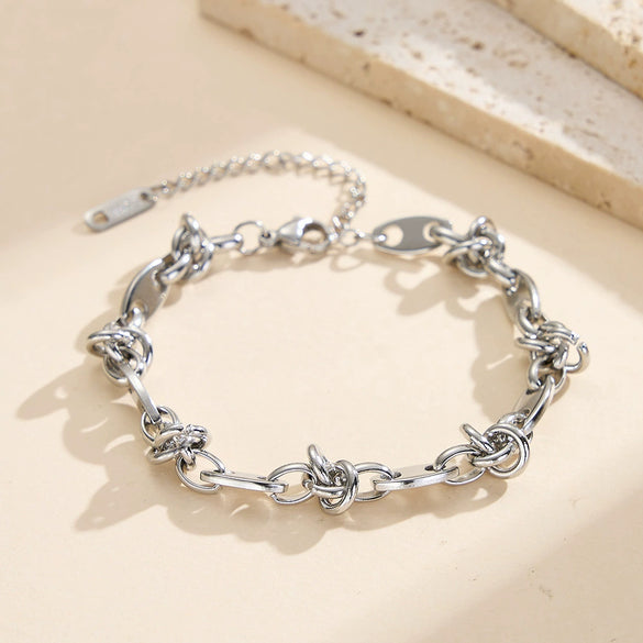 Wholesale Unisex Geometric Stainless Steel Real Gold Plated Chain Bracelet Minimalist Light Luxury Design