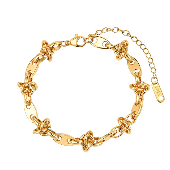 Wholesale Unisex Geometric Stainless Steel Real Gold Plated Chain Bracelet Minimalist Light Luxury Design