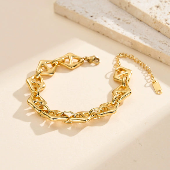 Wholesale Unisex Geometric Stainless Steel Real Gold Plated Necklaces And Bracelets With Original Design