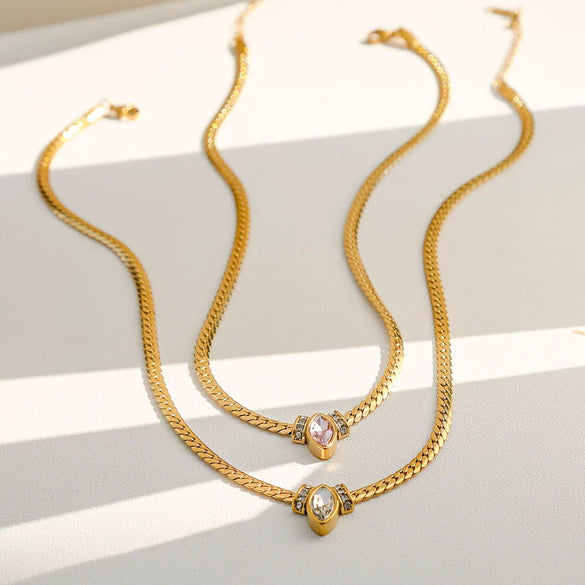 Wholesale Unisex Geometric Stainless Steel Titanium Steel Diamondencrusted Eye Necklace With Electroplating