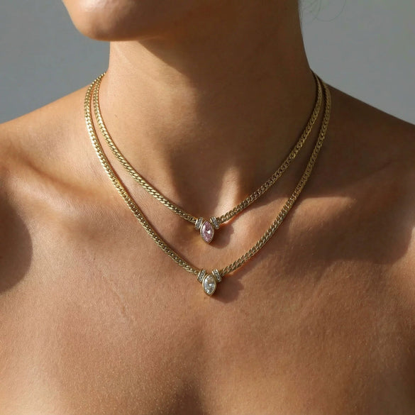 Wholesale Unisex Geometric Stainless Steel Titanium Steel Diamondencrusted Eye Necklace With Electroplating