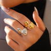 Wholesale Unisex Geometric Stainless Steel Vacuum Plated Open Ring With Brushed Design