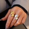 Wholesale Unisex Geometric Stainless Steel Vacuum Plated Open Ring With Brushed Design