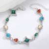 Wholesale Unisex Geometric Star Oval Pattern Zinc Alloy And Copper Electroplated Jewelry Necklace And Bracelet Set