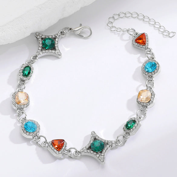 Wholesale Unisex Geometric Star Oval Pattern Zinc Alloy And Copper Electroplated Jewelry Necklace And Bracelet Set