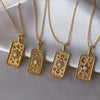 Wholesale Unisex Geometric Star Sun Moon Titanium Steel Necklace With Gold Inlaid Stereo Embossed Opal Pendant And Snake Bone Chain