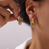 Wholesale Unisex Geometric Style Detachable Pendant Jewelry Color Diamond Design Titanium Steel Rings And Earrings With Electroplating