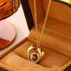Wholesale Unisex Geometric Tiger Eye Stone Pendant Necklace With Cross Chain 18K Gold Electroplated Stainless Steel Jewelry