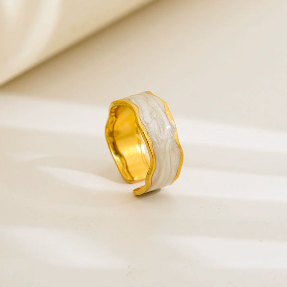 Wholesale Unisex Geometric Titanium Steel And Stainless Steel Enamel Electroplated Retro Opening Ring