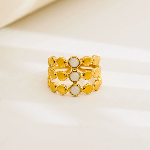 Wholesale Unisex Geometric Titanium Steel And Stainless Steel Enamel Electroplated Retro Opening Ring