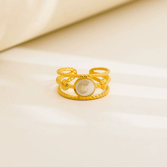 Wholesale Unisex Geometric Titanium Steel And Stainless Steel Enamel Electroplated Retro Opening Ring