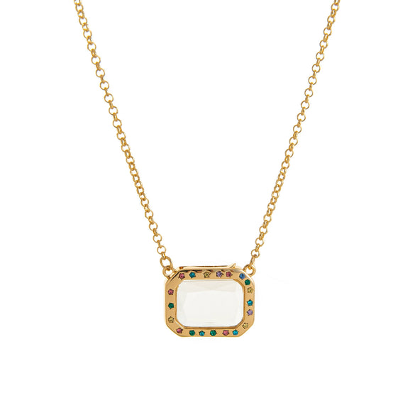 Wholesale Unisex Geometric Titanium Steel Copper Electroplated Openable Hollow Design Photo Box Pendant With 18K Gold Color Retention