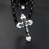 Wholesale Unisex Geometric Titanium Steel Cross Pendant Necklace With Cuban Chain And Polish Finish