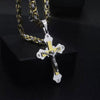 Wholesale Unisex Geometric Titanium Steel Cross Pendant Necklace With Cuban Chain And Polish Finish