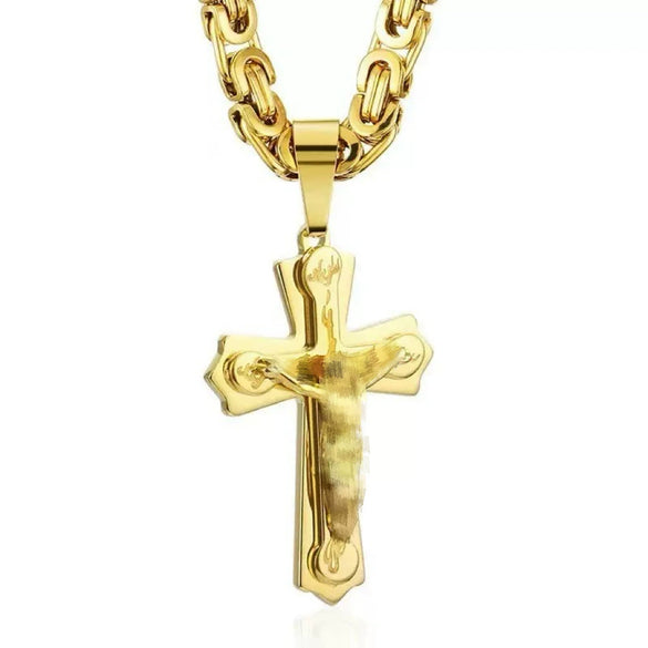 Wholesale Unisex Geometric Titanium Steel Cross Pendant Necklace With Polish Finish And Box Chain