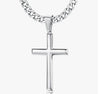 Wholesale Unisex Geometric Titanium Steel Cross Pendant Necklace With Polish Finish And Cuban Chain