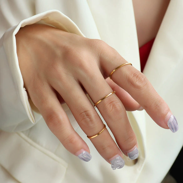 Wholesale Unisex Geometric Titanium Steel Electroplated 18K Gold Ring