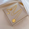 Wholesale Unisex Geometric Titanium Steel Electroplated Laser Five Leaf Flower Necklace