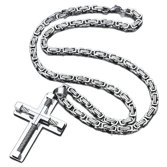 Wholesale Unisex Geometric Titanium Steel Electroplated Necklace With String Of Pearls Chain