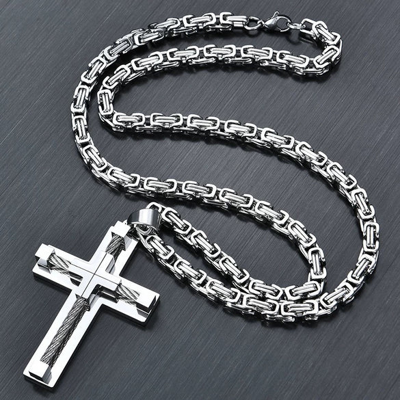 Wholesale Unisex Geometric Titanium Steel Electroplated Necklace With String Of Pearls Chain